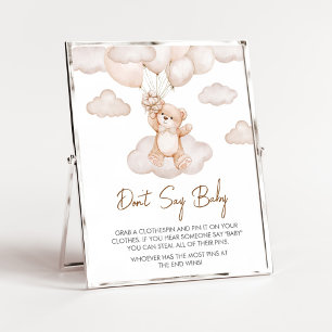 Brown Baby Bear Balloon Baby Shower Don't Say Baby Poster