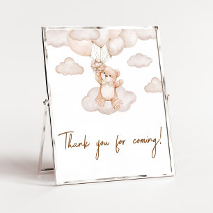 Brown Baby Bear Balloon Thank you for Coming Poster