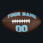 BROWN BABY BLUE AND WHITE Custom Football<br><div class="desc">BROWN BABY BLUE AND WHITE Custom Football - Personalise with your name and number!</div>