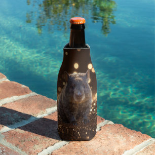 Brown Baby Wombat On Brown Bokeh Bliss, Bottle Cooler