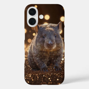 Brown Baby Wombat On Brown Bokeh Bliss, iPhone 16 Case