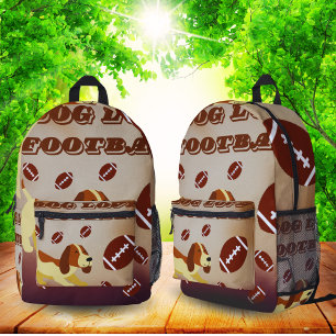 Brown Back To School Boys Football Soccer Sports  Printed Backpack