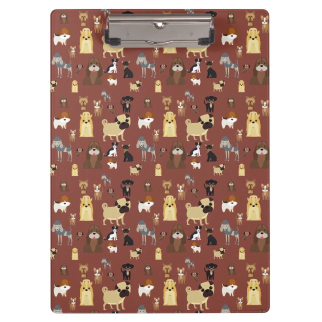 brown background dogs pattern clipboard (Front)