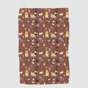 brown background dogs pattern golf towel