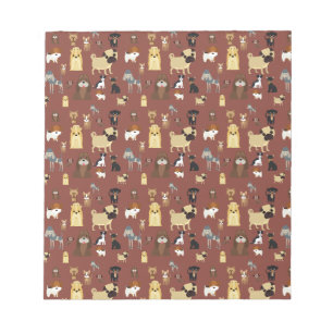 brown background dogs pattern. notepad