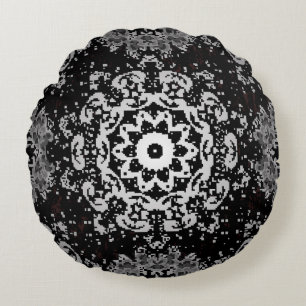 Brown background. Doodle background in vintage wit Round Cushion