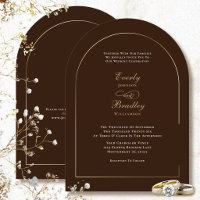 Brown Background Gold Arch Minimal Elegant Wedding
