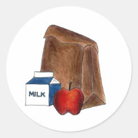 Brown Bag Sack School Lunch Lady Apple Teacher