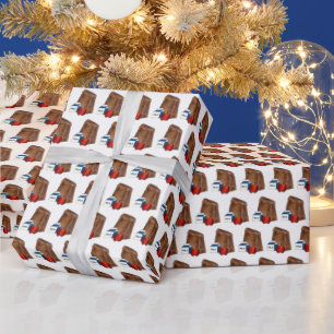 Brown Bag School Lunch Apple Milk Teacher Wrapping Paper
