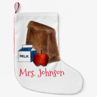 Brown Bag School Lunch Lady Apple Milk Cafeteria