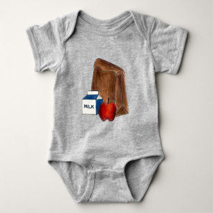 Brown Bag School Lunch Milk Carton Apple Lunchtime Baby Bodysuit