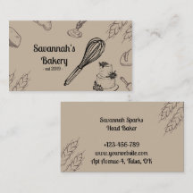 Brown Bakery Collage Whisk Business Card