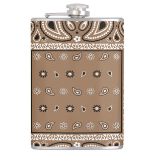 Brown Bandana Paisley Country Hip Hop Cowboy Hip Flask