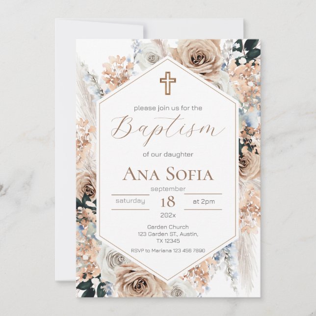 Brown Baptism Invitation (Front)
