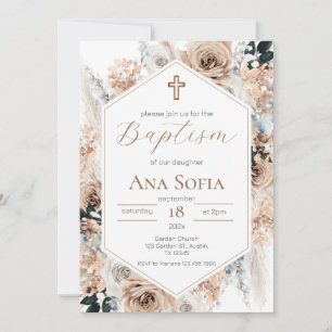 Brown Baptism Invitation