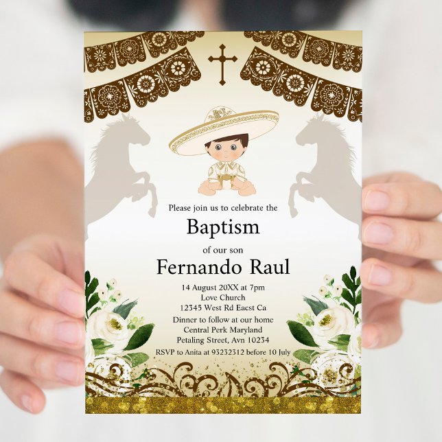 Brown Baptism Invitation for Boy (Creator Uploaded)