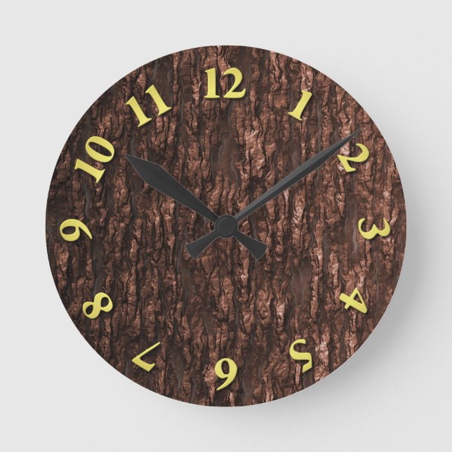 Brown Bark Camo Round Clock (Front)