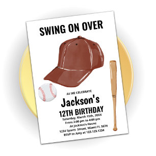 Brown Baseball Birthday Invitations