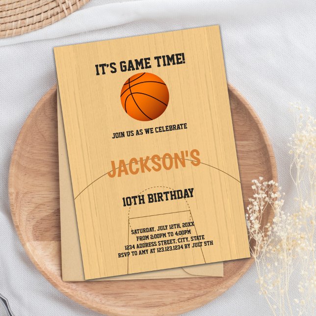 Brown Basketball Birthday Invitation (Brown Basketball Birthday Invitations)
