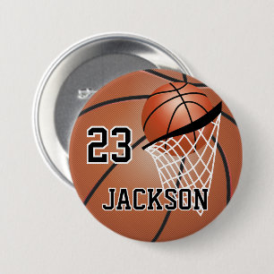 Brown Basketball Design   Personalise 7.5 Cm Round Badge
