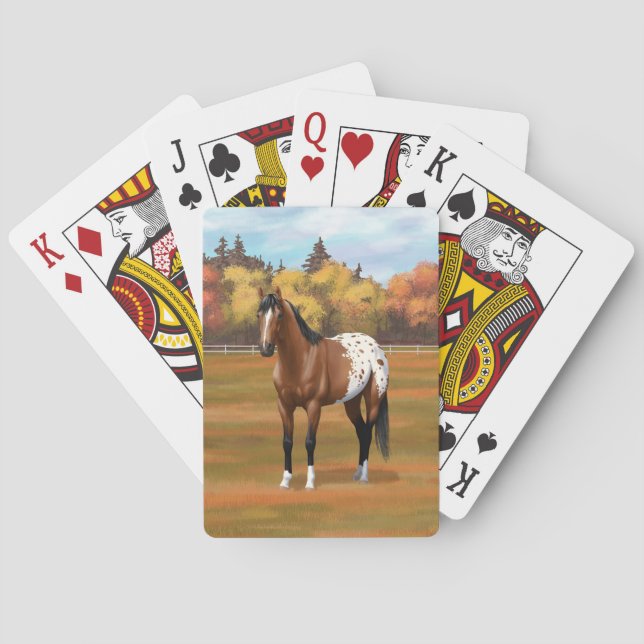 Brown Bay Appaloosa Horse in Autumn Pasture Playing Cards (Back)