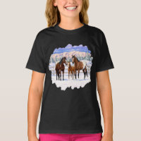 Brown Bay Appaloosa Horses In Snow
