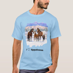 Brown Bay Appaloosa Horses In Snow T-Shirt