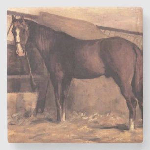 Brown Bay Horse in the Stables Stone Coaster