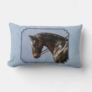Brown Bay Oldenburg Horse Portrait Lumbar Cushion