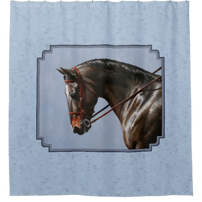 Brown Bay Oldenburg Horse Portrait Shower Curtain (Front)
