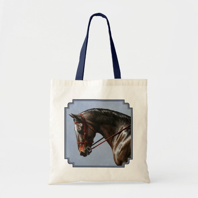 Brown Bay Oldenburg Horse Portrait Tote Bag (Front)