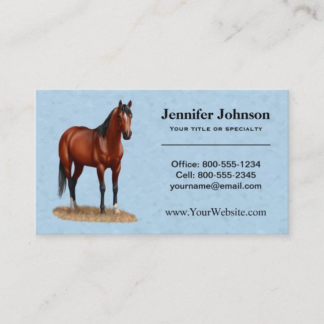Brown Bay Quarter Horse Stallion Business Card (Front)
