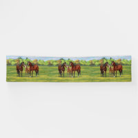 Brown Bay Quarter Horses In Summer Pasture