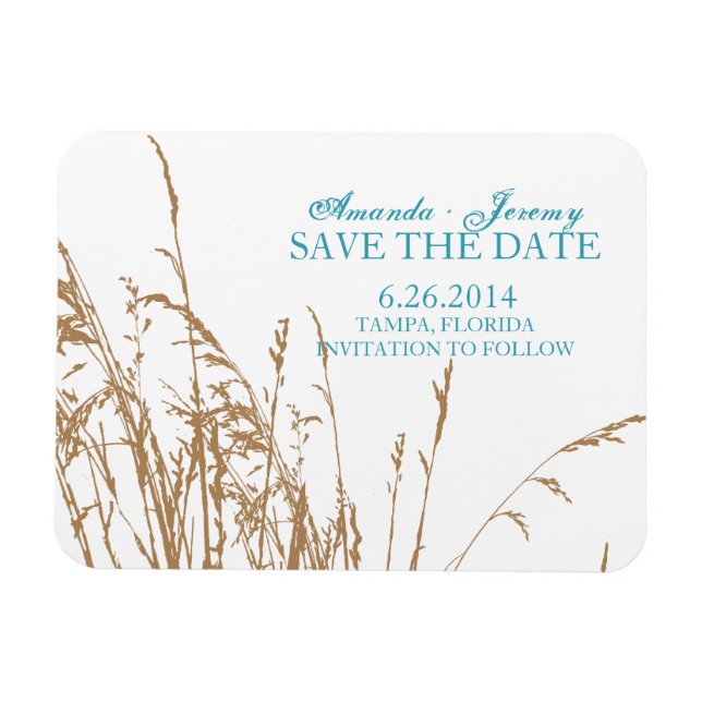 Brown Beach Sea Grass Save The Date Magnet (Horizontal)