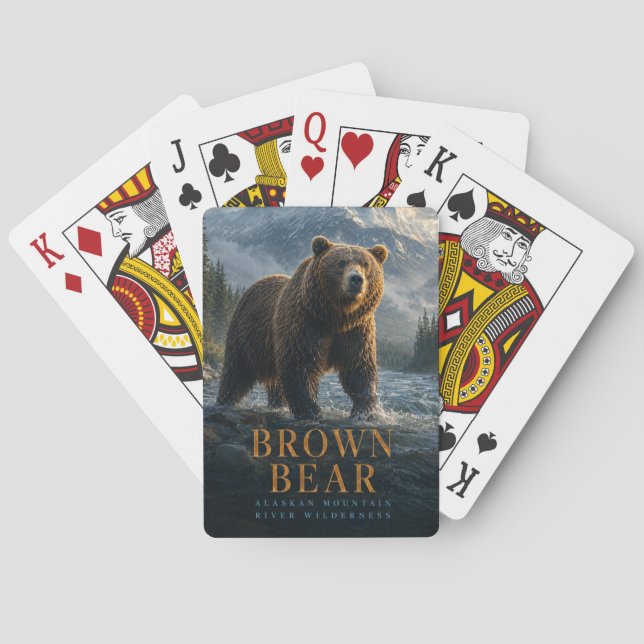 Brown Bear Alaskan River ANIMALS Playing Cards (Back)