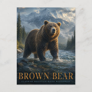 Brown Bear Alaskan River ANIMALS Postcard