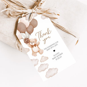 Brown Bear Balloon Bearly Wait Favour Tags