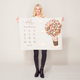 Brown Bear Balloons Baby Blanke Fleece Blanket