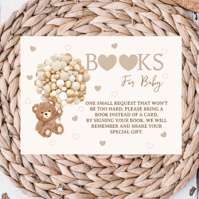 Brown Bear Balloons Book Request Baby Shower Enclosure Card (Creator Uploaded)