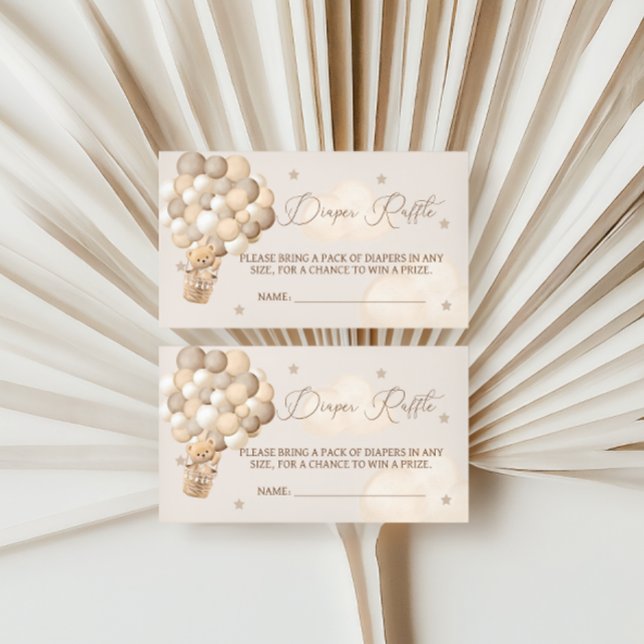 Brown Bear Balloons Diaper Raffle Baby Shower Enc Enclosure Card (Creator Uploaded)