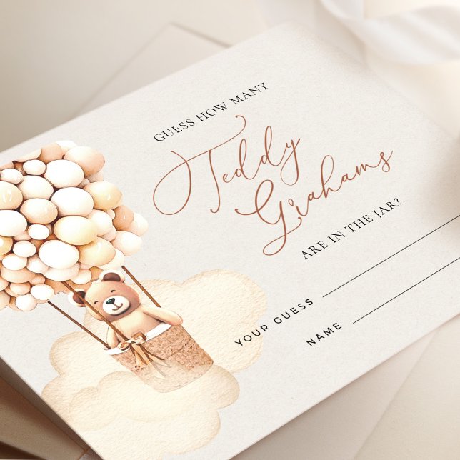 Brown Bear Balloons Guess How Many Grahams Tickets Enclosure Card (Creator Uploaded)