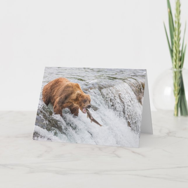 Brown Bear Catches Red Salmon Card (Front)