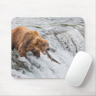 Brown Bear Catches Red Salmon Mouse Pad