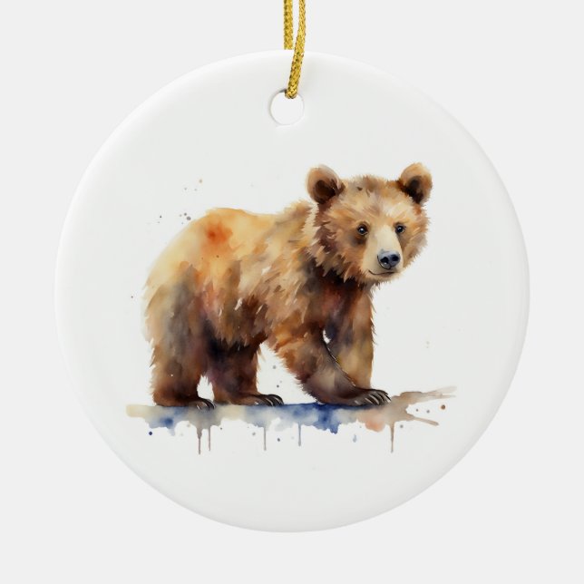 Brown Bear Ceramic Tree Decoration (Front)