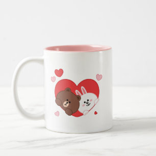 Brown bear cony bunny Two-Tone coffee mug