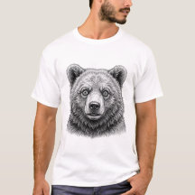 Brown Bear Cub Black and White Tee