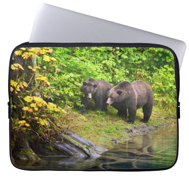 Brown Bear & Cub | Hyder, Alaska Laptop Sleeve (Front)