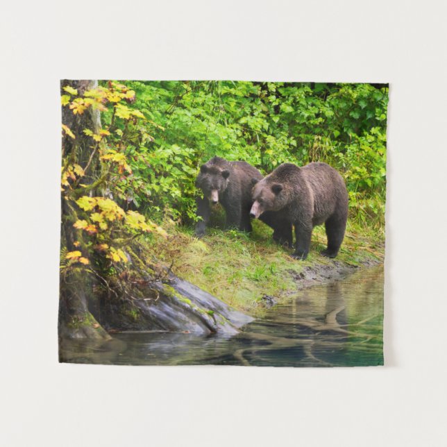 Brown Bear & Cub | Hyder, Alaska Tapestry (Front (Horizontal))