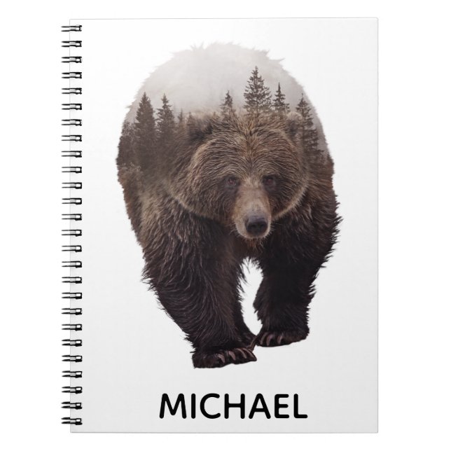 Brown Bear Double Exposure Notebook (Front)