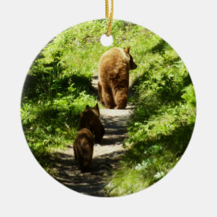 Brown Bear Family Ceramic Tree Decoration